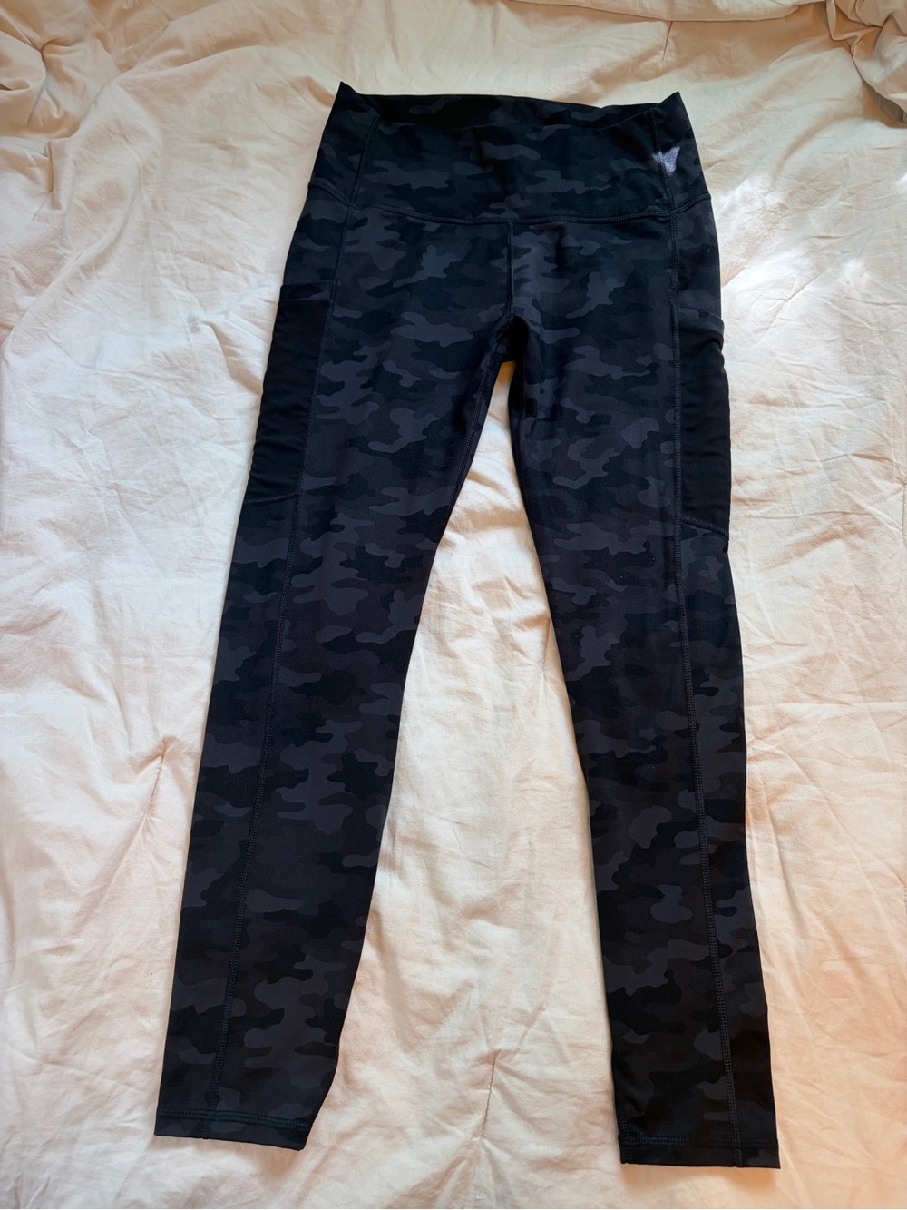Fabletics PowerHold Black and Grey Camo Leggings